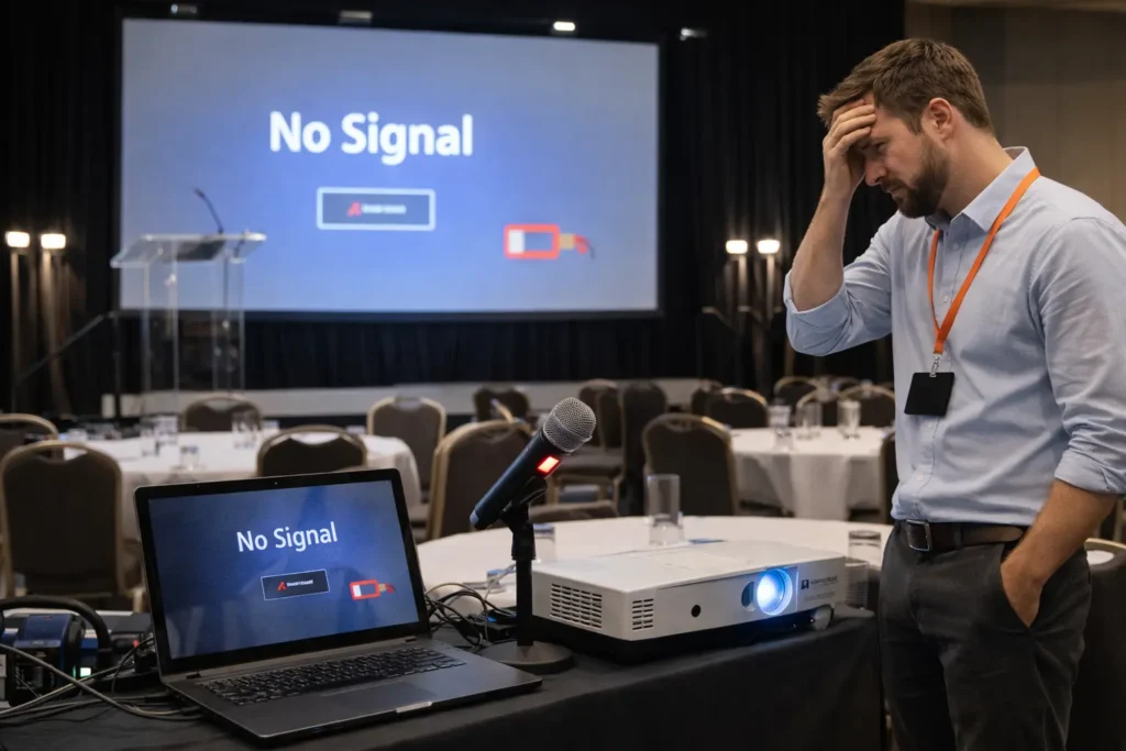 Tech failures happen because nobody tested the projector connection
